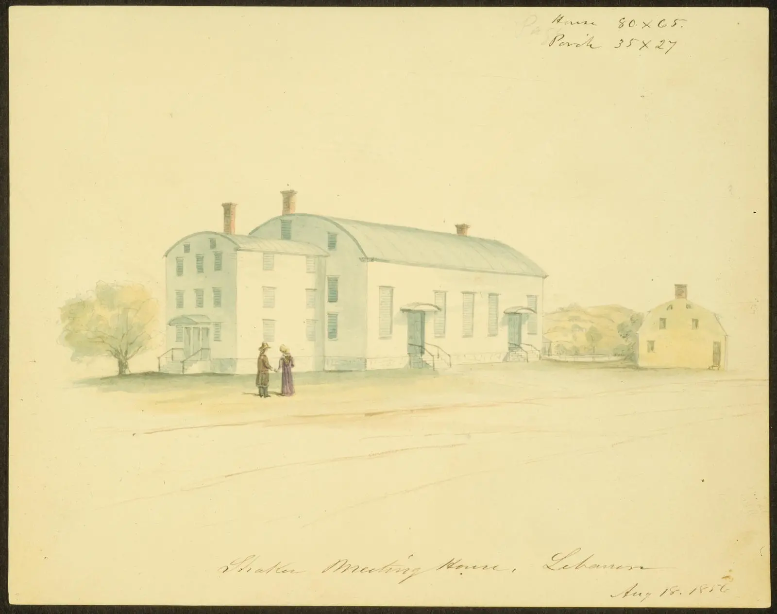 Drawing of a Shaker Meeting House.